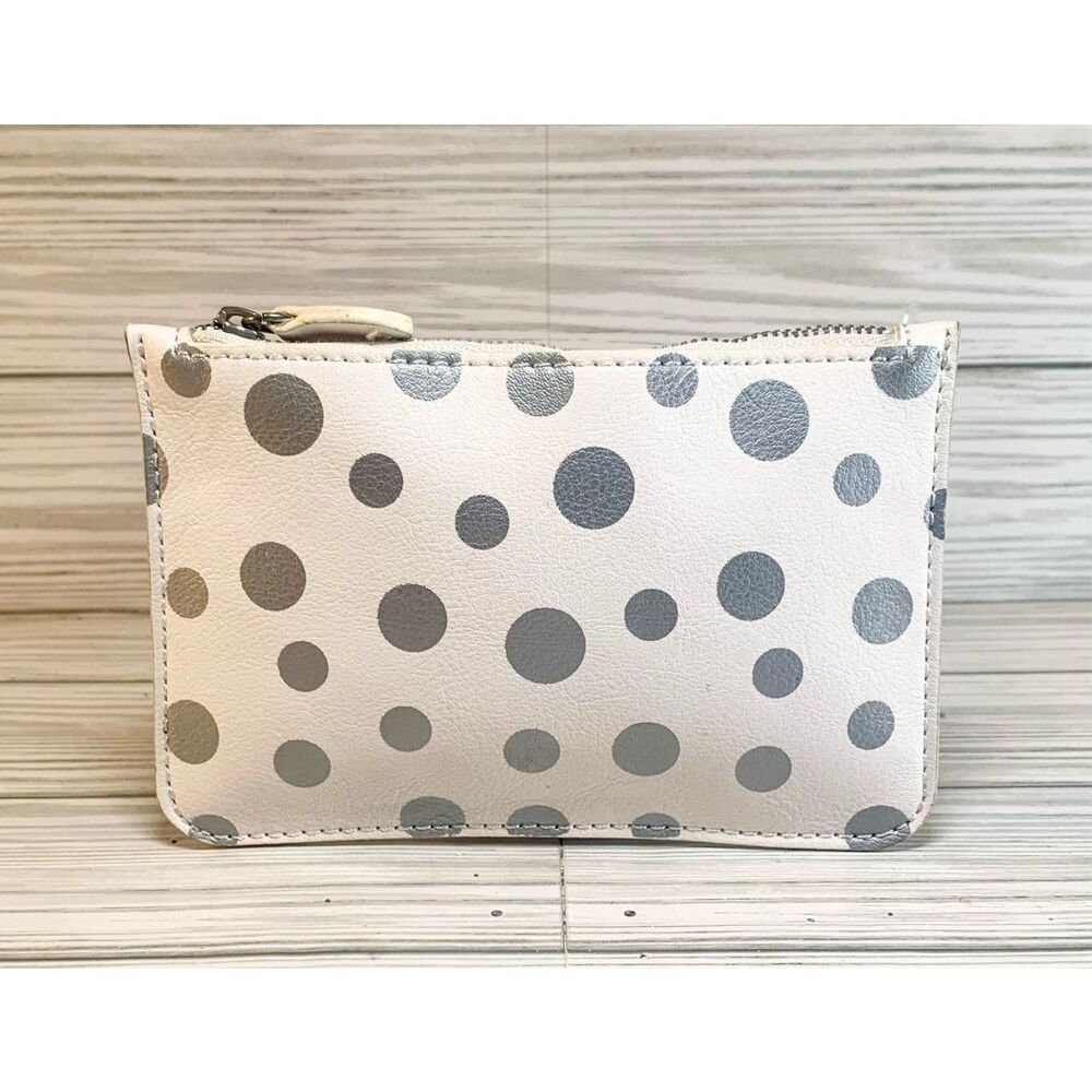 LOFT White and Gray Polka Dot Wallet